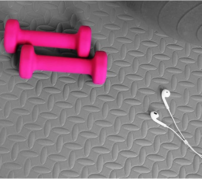 BalanceFrom Puzzle Exercise Mat 3/4" Thick, EVA Interlocking Foam Floor Tiles for Home Gym, Mat for Home Workout Equipment, Floor Padding for Kids, Gray, 24 in x 24 in x 3/4 in, 96 Sq Ft - 24 Tiles