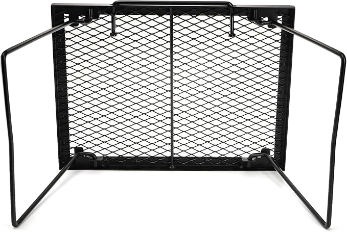 Elsjoy 17" Folding Campfire Grill Grate with Carrying Handle, Portable Camping Grill Over Fire Mesh Grate, Heavy Duty Steel Grate for Outdoor Cooking, Picnic, BBQ