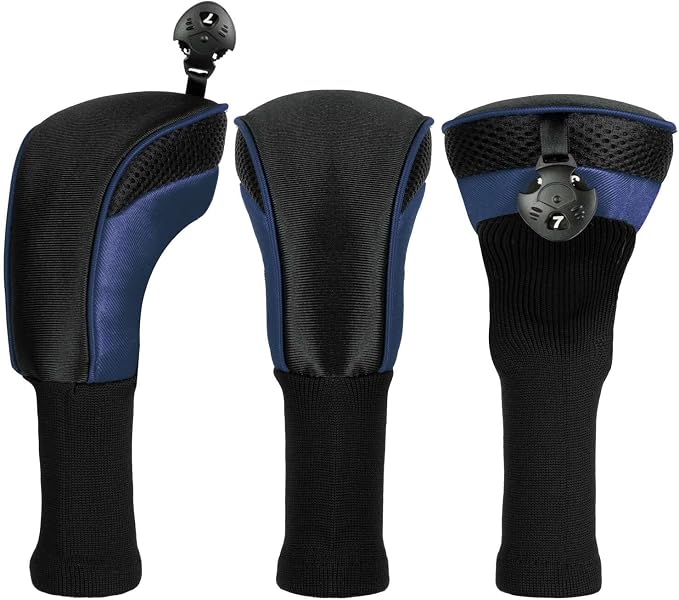 Golf Club Head Cover for Driver Fairway Hybrid 3 Pcs Woods Headcovers, Golf Accessories Head Covers Set with Interchangeable No. Tags 3 4 5 7 X Golf Accessories for Men Women