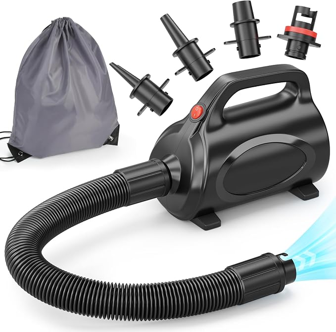 650W Electric Pump for Inflatables Air Mattress - Powerful Quick Fill Inflator/Deflator Pump for Gymnastics Mat Pool Float Raft, Portable Air Pump with Storage Bag AC 110-120V