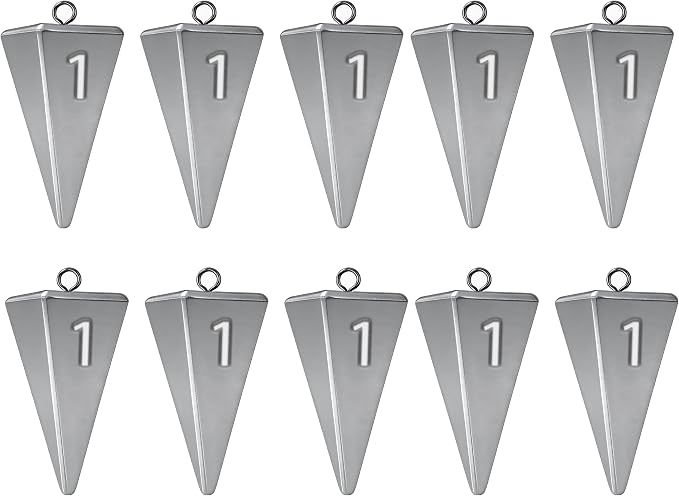 Pyramid Sinkers Fishing Weights, Saltwater Fishing Sinkers for Surf Fishing Gear Tackle - 1oz, 2oz, 3oz