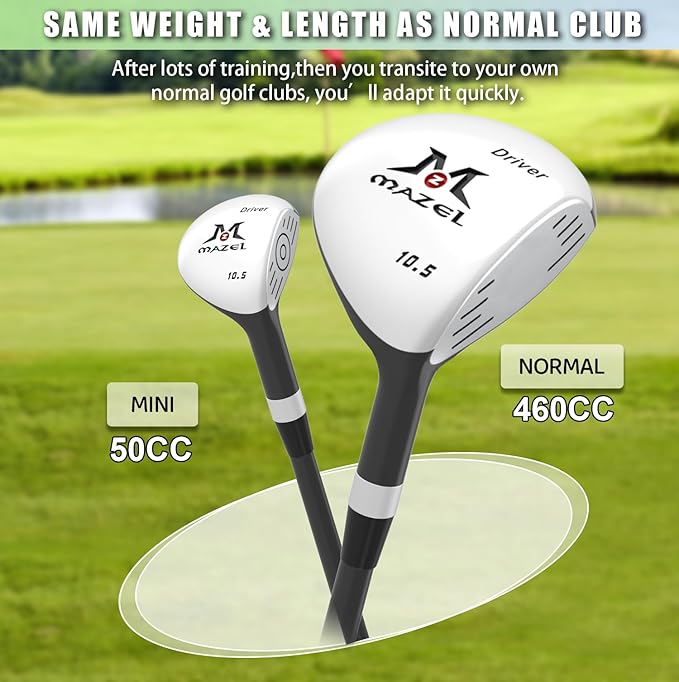 MAZEL Mini Driver/Iron Golf Clubs Swing Trainer Aid to Improve Your Hitting Accuracy & Speed