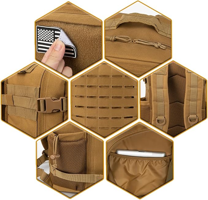 QT&QY 25L/45L Military Tactical Backpack For Men Molle Daypack 3 Day Bug Out Bag Hiking Rucksack With Bottle Holder