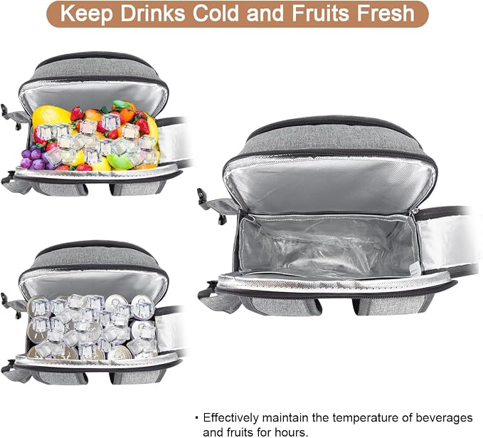 Sunflora Picnic Backpack for 4 Person Set Pack with Insulated Waterproof Pouch for Family Outdoor Camping (Gray)
