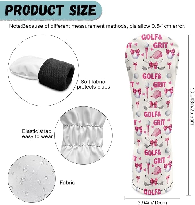 Rnyleeg Golf Club Head Covers for Women Driver Head Cover Leather Fairway Wood Headcover Hybrid Headcovers for Golf Clubs
