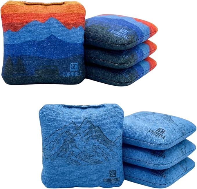 Professional Dual Sided Cornhole Bags- 16 oz 6x6 w/Premium Resin Fill - Official Tournament Slide/Stick Pro Bean Bags - Regulation/Approved