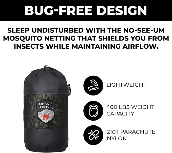 Grand Trunk Skeeter Beeter Pro Mosquito Hammock: Portable Bug Prevention Hammock with Carabiners and Hanging Kit - Perfect for Outdoor Adventures, Backpacking, and Camping Trips