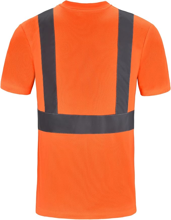AYKRM Safety T Shirt Reflective High Visibility hi vis Long Sleeve T Shirt (XS-6XL)