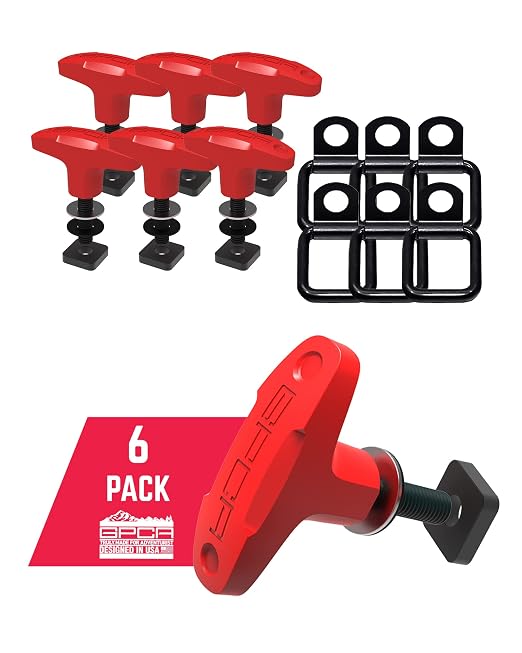 GP Anchor & D Ring Set, 6 Tie Down Anchor Bolts w/Screw Nuts & 6 D Rings for Fast Jeep Top Removal Lift, Truck Tie Downs Jeep Wrangler Accessories for 4xe, JK & JL M8-1.25 Screw, Red (w/Square Nuts)