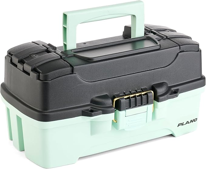 Plano Catch All One-Tray Tackle Box Kit, Black/Blue, Rust-Proof Brass Latch, Top-Access Tray with Deep Storage, Made in the USA, Portable Fishing Gear Storage Organizer
