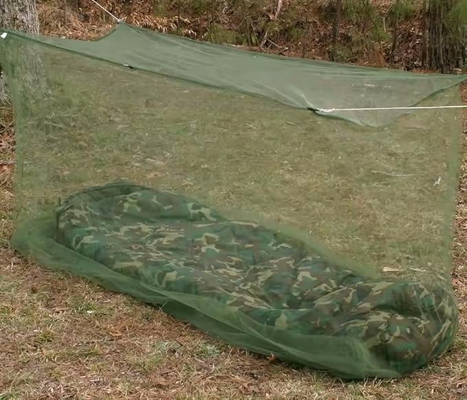 Mosquito Net- Military Green Portable Tactical Mosquito Netting for Camping – Completely Covers a Sleeping Bag, Bed or Cot