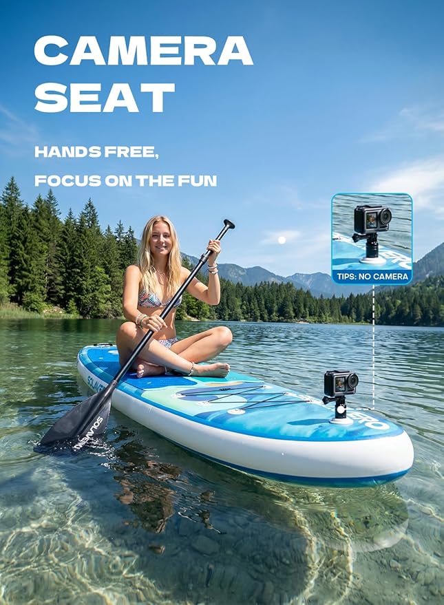 SOLAVERO Stand Up Paddle Board, 11‘ Inflatable SUP Supports 500LB - Wide Stable Board with Non-Slip EVA Deck for Adults & Youth of All Skill Levels