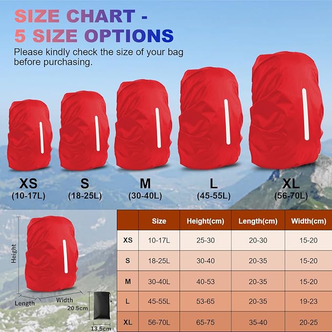 LAMA 2 Pack Waterproof Rain Cover for Backpack, Reflective Rucksack Rain Cover for Anti-Dust/Anti-Theft/Bicycling/Hiking/Camping/Traveling,M Size (for 30L-40L Backpack), 1 Pcs Dark Blue + 1 Pcs Red