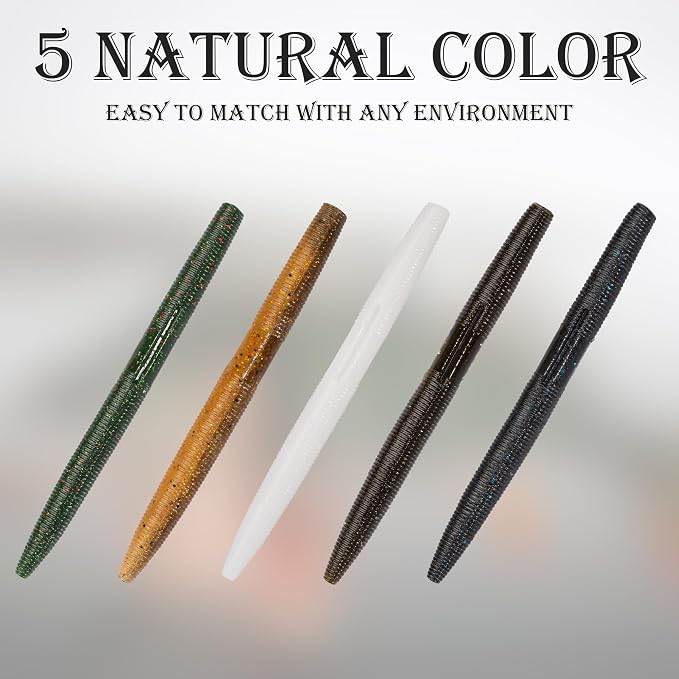 4"/5" Senko Worms Kit, Salt Impregnated Soft Plastic Lures | 30/50/78/100 Wacky Worms for Bass Fishing, Freshwater & Saltwater Applications,Artificial fishing bait