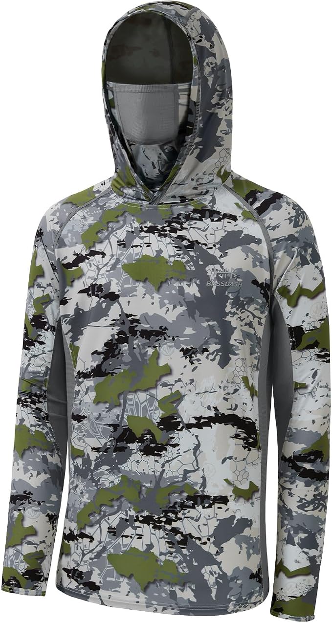 BASSDASH Men's UPF 50+ Camo Long Sleeve Hunting Fishing Hoodie Shirt