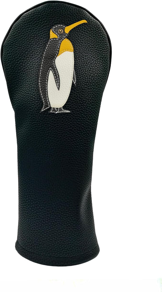 Penguin PU Leather Golf Club Covers Driver Headcovers Fairway Woods Hybrid Protector with Interchangeable Number Tag