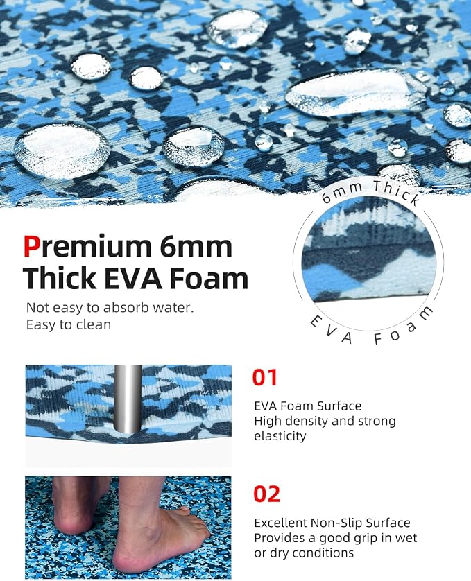 Abahub EVA Foam Boat Flooring Brushed Pattern Marine Decking Sheet with Self-Adhesive Carpet for Motorboat Kayak Surfboard SUP 96''x16''/47''