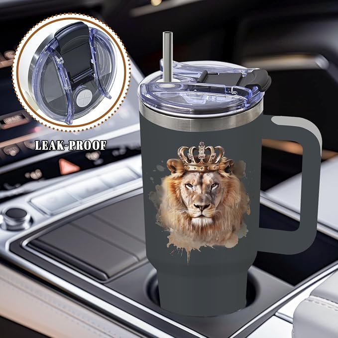 DUUV Lion Tumbler 40oz, Insulated Mom to Son Gifts for Teen Boy | To My Son Tumbler Leakproof, Motivational Graduation Gift for Sons, Birthday Inspirational Gift for Boys from Mom, 1 Pack