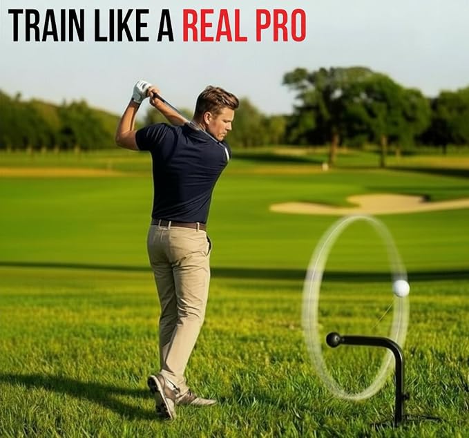 Golf Swing Trainer, Golf Training Aid with Ground Stake Outdoor Practice, Dual Axis Rotation, 4-Point Anchor, Adjustable Height – Swing Path Corrector for Backyard