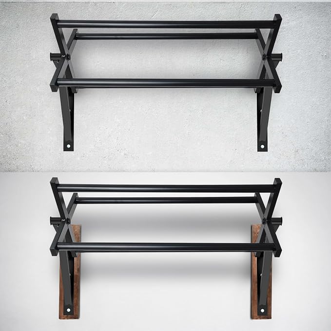 BDL Wall Mounted Pull Up Bar Chin Up bar Multifunctional Dip Station for Indoor Home Gym Workout, Power Tower Set Training Equipment Fitness Dip Stand Supports to 440 Lbs