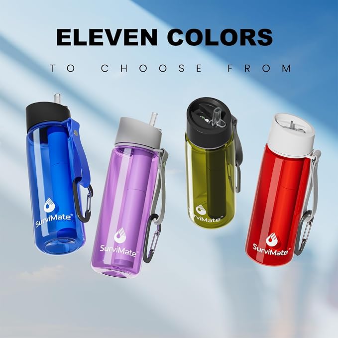 SurviMate Replacement Filter for Filtered Water Bottle with 5-Stage Intergrated Straw, for Camping, Hiking, Backpacking and Travel