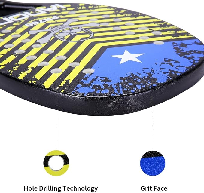 ianoni Beach Tennis Racket,Carbon Fiber Grit Face with EVA Memory Foam Core Beach Tennis Racket