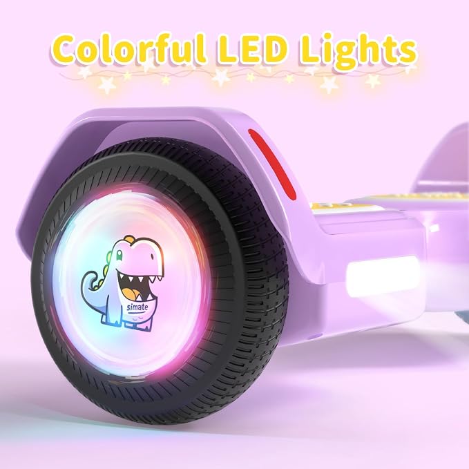 SIMATE 6.5" Bluetooth Scooter, LED Lights & APP & Music Speaker, Long Battery Life, Gifts for Kids & Adults & Girls & Boys, for All Ages