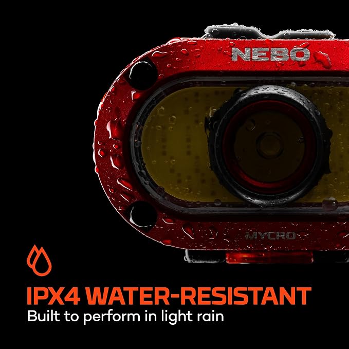 NEBO MYCRO 550+ Headlamp | 550 Lumens, 7 Light Modes, White & Red Light with Spot & Flood, USB-C Rechargeable, Water Resistant, Cap Light Convertible, Bright Light for Camping & Hiking – Red