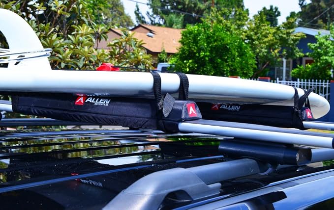 Allen Sports 24 inch Aero Roof Rack Pads with 8 ft Straps Set for Surfboards SUP Snowboard, Model 7010SU