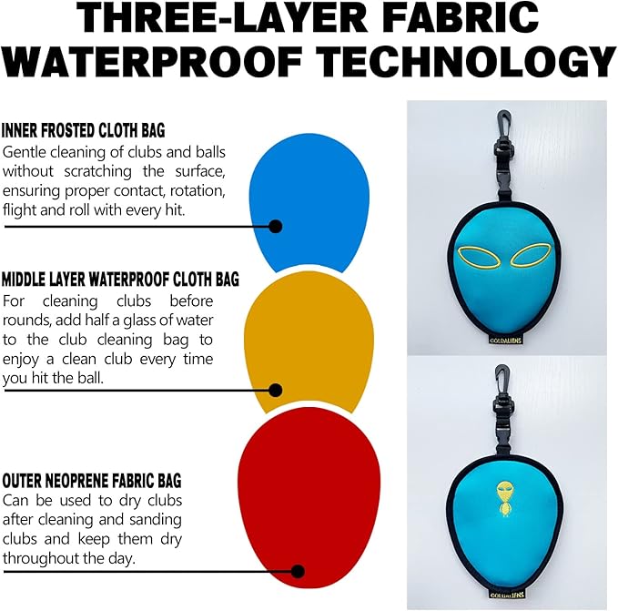 Telescopic Golf Ball Retriever for Water and Golf Club Cleaner & Ball Cleaning Bag