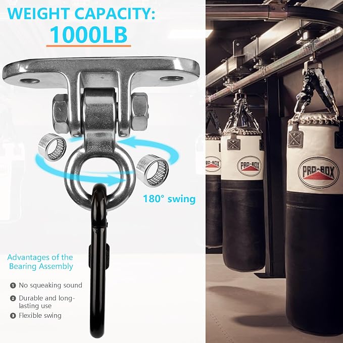 Heavy Duty Swing Hanger for 1000 LBS Capacity Hammock Hanger 180° Swing Stainless Steel Swing Hardware Accessories for Porch Playground Yoga Sand Bag