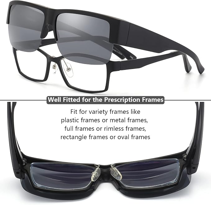CAXMAN Fit Over Glasses Sunglasses for Men & Women Polarized Lens 100% UV Protection