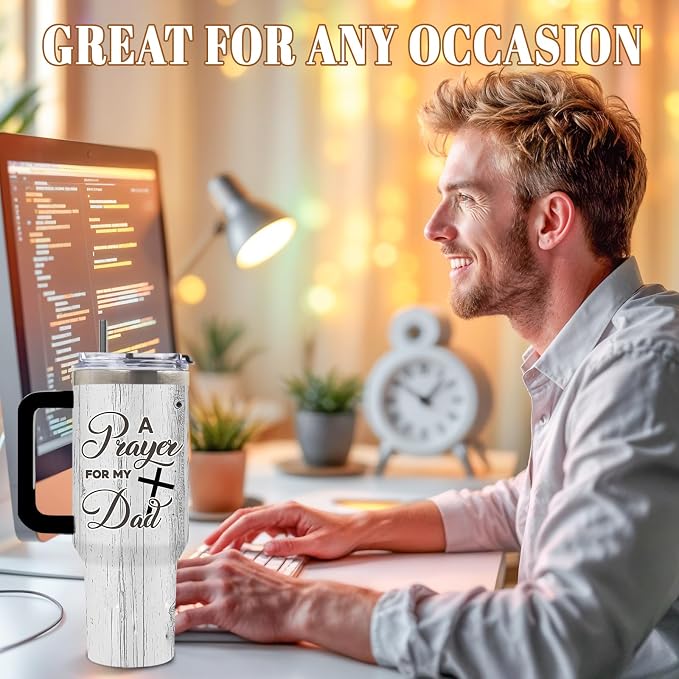 DUUV Christian Gifts for Men, Christian Tumbler 40 Oz, Birthday Religious Gifts for Your Dad from Son Daughter, Spiritual Bible Verse Catholic Gift for Men Dad, to My Dads Tumbler, 1PCS