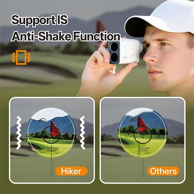 Hiker HK1500 Golf Range Finder, 1500 Yards Electronic Anti-Shake Supported Laser Golf Rangefinder with Slope, 6X Magnification Flag Pole Locking Vibration, 1000mAh Rechargeable Range Finders Golfing