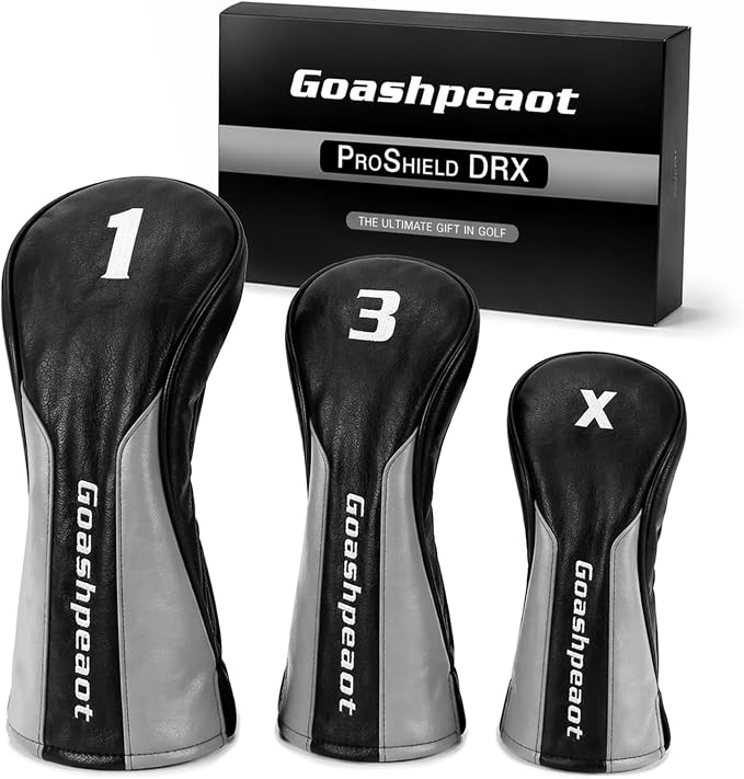 Premium PU Leather Golf Head Covers, Golf Club Headcovers for Driver Fairway Wood Hybrid, Protective PU Leather Wood Covers with Number Tags and Soft Lining