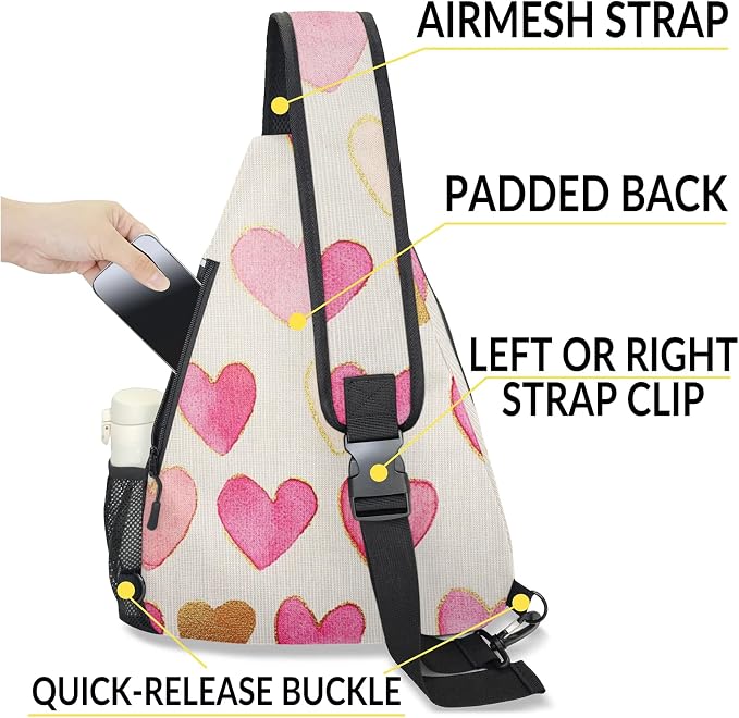 Pickleball Bag for Women Men Adjustable Crossbody Sling Backpack Hold Paddle Accessories