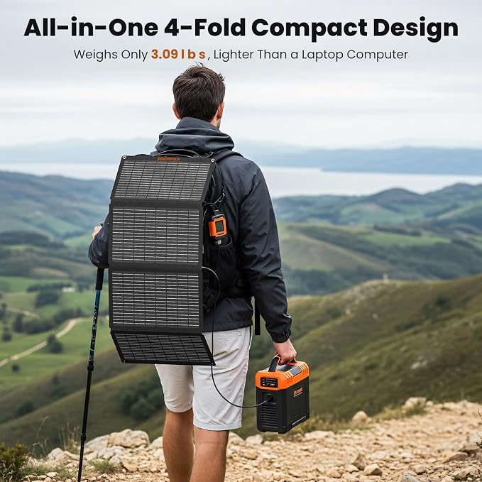 SOKIOVOLA 60W Portable Solar Panels NextGen Foldable Solar Panel Charger Kit 25% Efficiency with DC USB-C USB-A Output ETFE IP68 Waterproof Solar Panel for Travel Outdoor Camping RV Trip