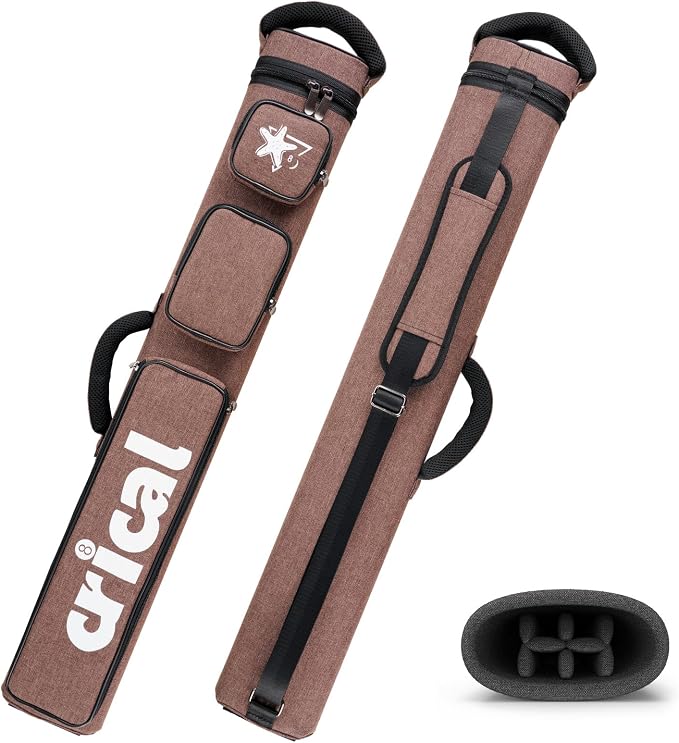 CRICAL Pool Cue Case 2x4 Hard Pool Stick Case Holds 2 Butts and 4 Shafts for Adults Billiard Cue Case with Soft Shoulder Straps