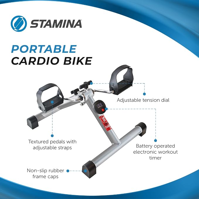 Stamina InStride Cycle XL - Folding Cycle Pedal Exerciser - Fitness Bike with Smart Workout App for Seated Exercise - Foldable Exercise Bike for Home Workout | fitness bike with Smart Workout App for Seated Exercise; Foldable Exercise Bike for home wor...