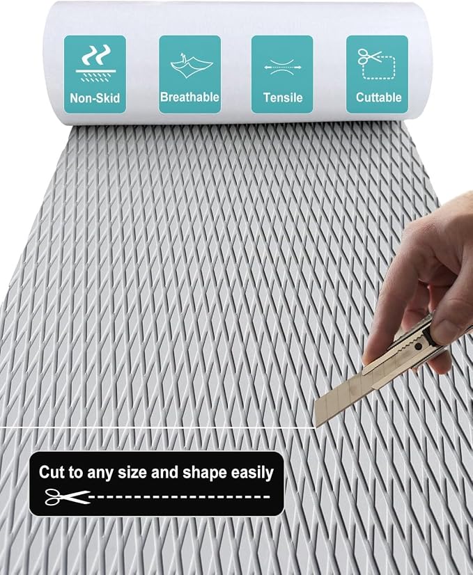 Hjdeck Boat Flooring EVA Foam Boat Decking Marine Carpet Non-Slip Decking Sheet Self-Adhesive Marine Flooring for Fishing Boat Kayak Yacht RV Swimming Pool Golf Cart 94.5"x23.6"/16.1"/11.8"