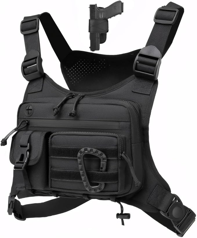 Muserise Outdoor Chest Bag For Men and Women, Tactical Vest For Running, Cycling, EDC Chest Pack Rig For Sports and Workouts