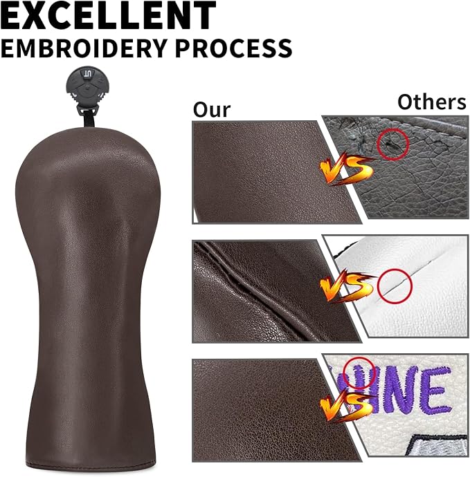 Golf Accessories Golf Club Covers for Driver, Fairway, Hybrids - Golf Driver Headcover/Golf Fairway Wood Head Cover/Hybrid Headcover for Men/Women Golfer