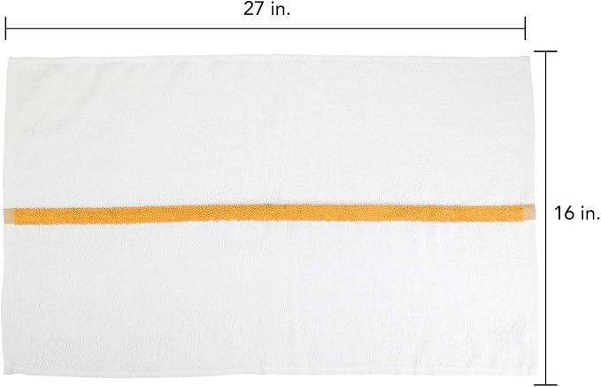 Arkwright White Hand Gym Towels - Case of 120 - Bulk 100% Cotton Soft Quick Dry Sweat Absorbent Hotel Quality Towels for Workout, Bathroom, Spa, Pool, 16 x 27 in, Gold