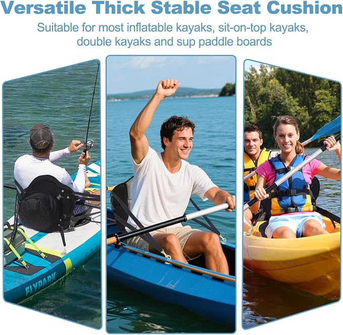 Thickened Kayak Seat,Kayak Seats with Back Support– Cushioned Canoe Backrest with Sit-On-Top Design, Padded Back Support for SUP Paddle Boards, Rafting, Fishing