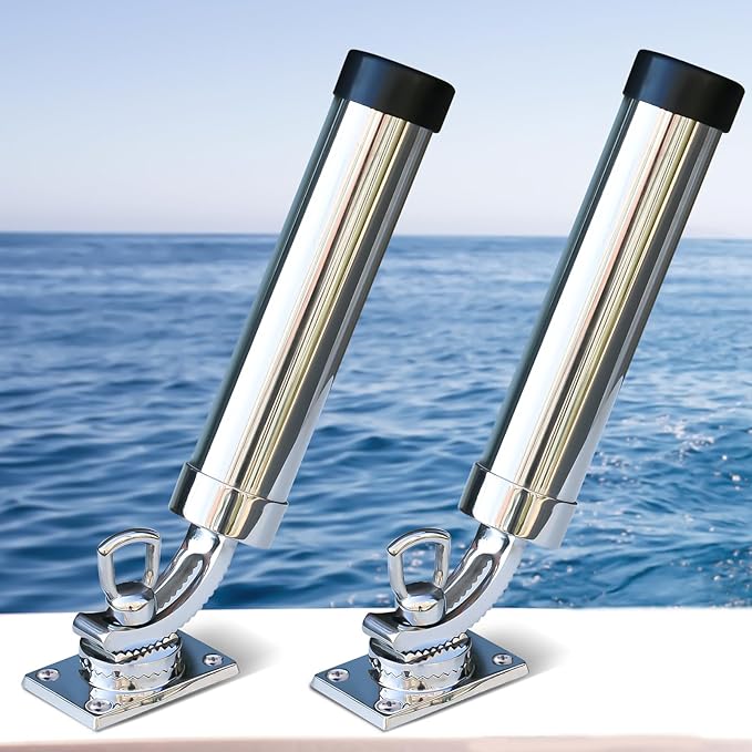 2Pcs Fishing Rod Holder, 360 Adjustable Rod Outrigger, 316 Stainless Steel Fishing Pole Support for Marine Boat Yacht