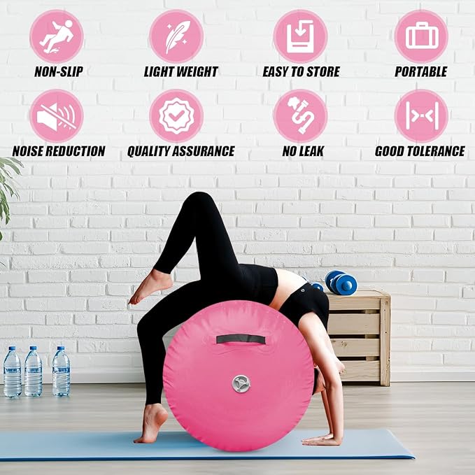 Triclicks Gymnastics Barrel Inflatable Air Roller Barrel Tumble Track Equipment Octagon Mat for Backhandspring Trainer Yoga Cheerleading Home Use Gym Without Pump