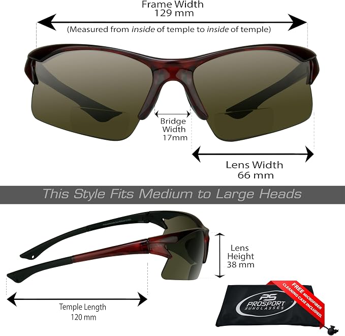 proSPORT BIFOCAL Sunglasses Readers Men Women Sport Cycling Running Fishing Golfing Riding Driving +1.50 to +3.00