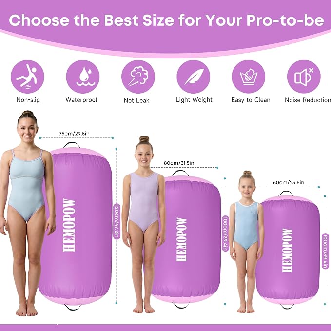 Inflatable Gymnastics Air Barrel Roller with Electric Pump, Heavy Duty PVC Tumbling Barrel Back Handspring Trainer, Air Tumble Track Mat for Home Gym, Cheerleading, Yoga Practice