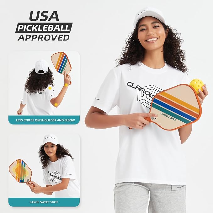Pickleball Paddles Set of 2 | 4 Pickleball Rackets, USAPA Approved Pickleball Set, Fiberglass | Carbon Fiber Surface & 13 mm PP Honeycomb Core,4 Indoor & Outdoor Pickle Balls