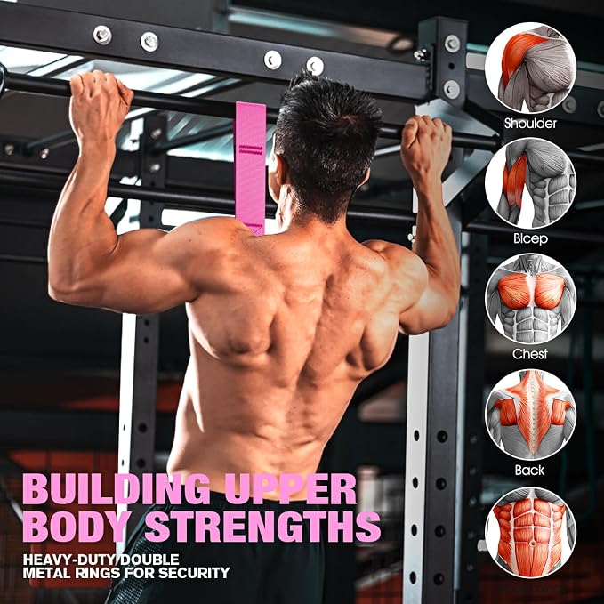 Ayombo Pull Up Assistance Bands, Resistance Bands for Pull Up Bar Workout, Adjustable Heavy Duty Pull Up Assist Equipment with 4 Assistance Bands, Home Gym Fitness Exercise Strength Training